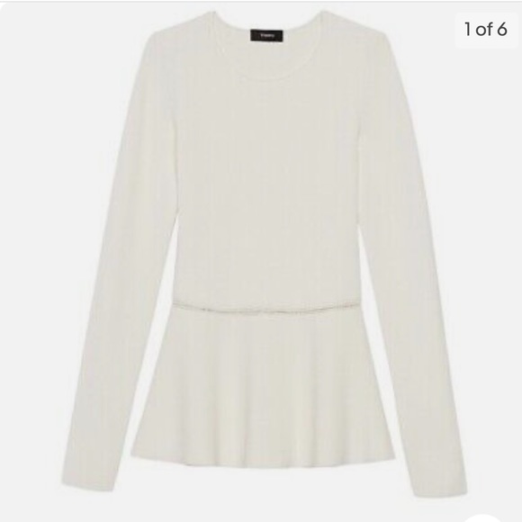 Theory | Conpact Crepe Peplum Blouse BNWT - Picture 2 of 9